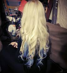 Light Blonde With Blue Tips Blue Tips Hair Blue Hair