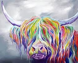 Colorful Highland Cow Paint By