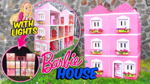Xl size kids cardboard playhouse color your toy for house children diy durable. Barbie Dollhouse Made With Cardboard Box With Lights Crafts For Kids Diy Youtube