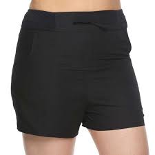 Croft Barrow Women Plus Size Solid Swim Shorts Black 26w