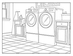 This coloring book page has the difficult easy and can be used for all beginners. Laundry Room Around The House Coloring Pages For Adults 1 Etsy