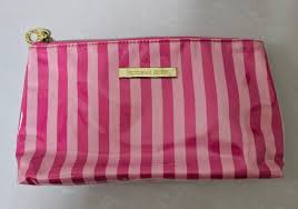 pink stripes cosmetic bag