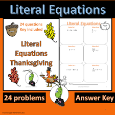 Thanksgiving Literal Equations Made
