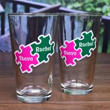 printed puzzle pint glasses set of 2