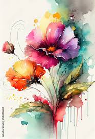 Beautiful Flowers Watercolour Painting