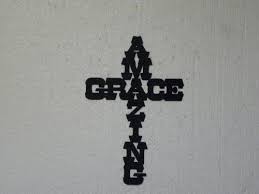 Amazing Grace Wall Cross Modern Metal