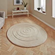 spiral hand tufted circular wool rug