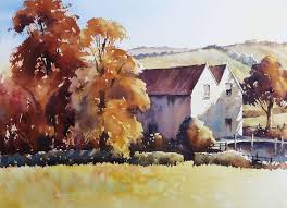 Autumn Landscape Somerset Watercolour