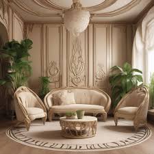 organic art nouveau living room in the