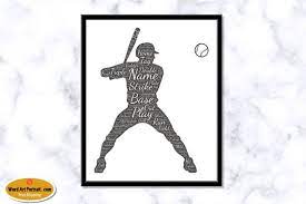 baseball wall art personalized gift for