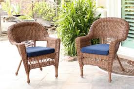 Honey Wicker Chair With Midnight Blue
