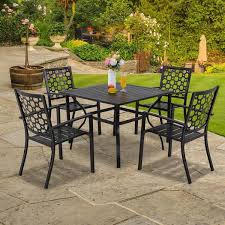 Meooem 2 Pieces Of Outdoor Patio Chairs Wrought Iron Metal Bistro Chairs Stackable Dining Chairs With Armrests
