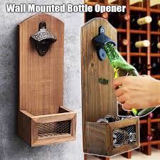 Wooden Bottle Opener With Cap Catcher