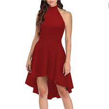 Cocktail High Low Halter Top Red Dress Boutique