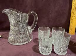 Matching Cut Etched Glasses Auction