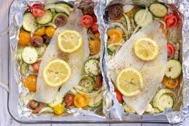 foil baked fish with veggies wine a