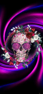 flowering skull 2k wallpaper