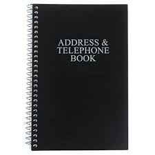 Amazon Com Black Telephone Address Book Spiral Bound Vinyl Cover 8