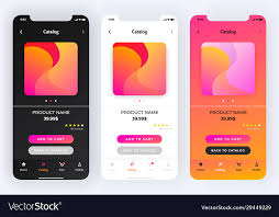 Online store app design in three variations Vector Image gambar png