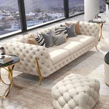 2300mm Beige Modern Chesterfield Sofa