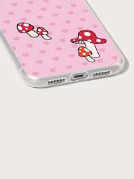 Cute silicone phone case cartoon dinosaur clear iphone case heart print phone case 1pc Cartoon Mushroom Pattern Iphone Case Shein Usa