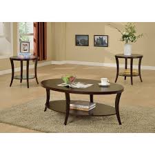 As you already understood, the coffee table set should be selected depending on the style of the living room interior. Roundhill Perth 3 Piece Espresso Oval Coffee Table With End Tables Set Walmart Com Walmart Com