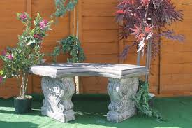 Stone Garden Curved Bench With Scroll