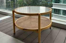 Rattan Round Coffee Table With Glass