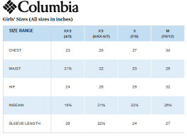 Columbia Fleece Jacket Size Chart