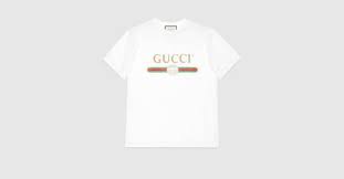 White Cotton Jersey Oversize T Shirt With Gucci Logo Gucci Us
