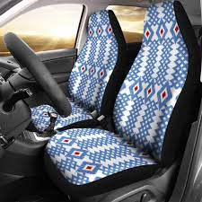 Beautiful Olay Embroidery Blue Car Seat