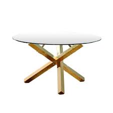gold modern round glass dining table