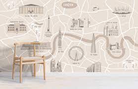 London City Landmarks Map Wall Mural