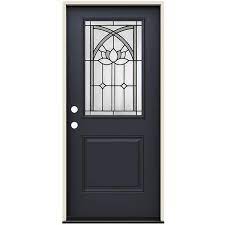 Black Steel Prehung Front Door