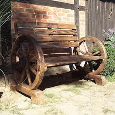 Nice Rustic Garden Bench Wagon Wheel
