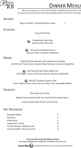 dinner menu template template free