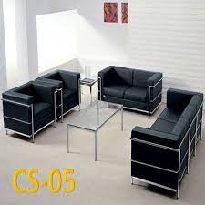 leather black 7 seater office sofa set