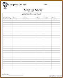 Email Sign Up List Template Sheet Word Templates Form Band