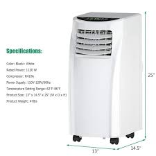 costway 8 000btu portable air conditioner dehumidifier function remote white