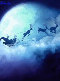 Santas face with long white hair a beard and mustach wearing a red hat #68033. Santa Sleigh Flying Gifs Tenor