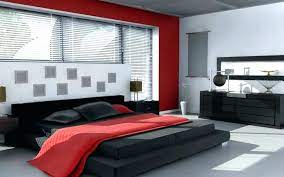 red white bedroom black wallpaper