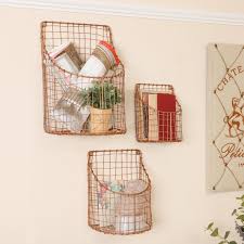 Set Of 3 Copper Wall Baskets Multi