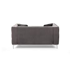 59 In Square Arm 2 Seater Nailhead Trim Sofa In Gray