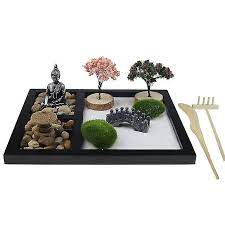 Sldxd Zen Garden Kit Zen Garden Accessories With Bamboo Tools Mini Zen Garden For Desk Desktop Zen Decor Sand Decorative Trays