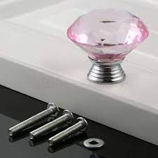 Pink 40mm Crystal Diamond Glass Knobs