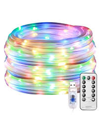Le 33ft 100 Led Dimmable Rope Lights Usb Powered Waterproof Outdoor Rope Lighting 8 Lighting Modes Timer Multi Color Patio Lights Ideal For Patio Gardens Led Rope Lights Rope Lights Led Rope