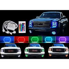 Details About 2014 2016 Gmc Sierra Truck Multi Color Changing Led Rgb Headlight Halo Ring Set