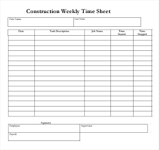 Construction Time Card Template Hourly Time Card Free