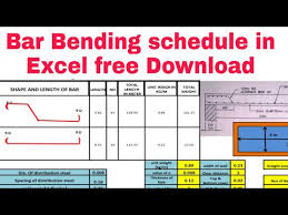 free bar bending schedule excel