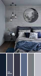 grey and dark blue bedroom color scheme